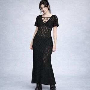 knee length dresses for ladies Rosaleigh Flock Velour Mesh Flare Sleeve Mini Dress | Disturbia